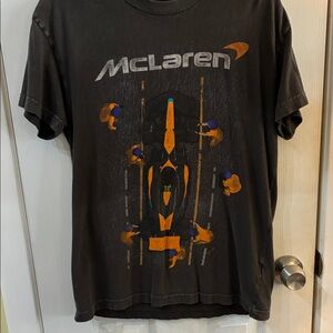 Abercrombie & Fitch Black Tee with Orange and Purple Design